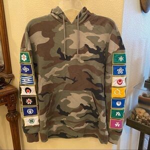 PACSUN Camo Patched Sleeve Hoodie Sweatshirt Size Small